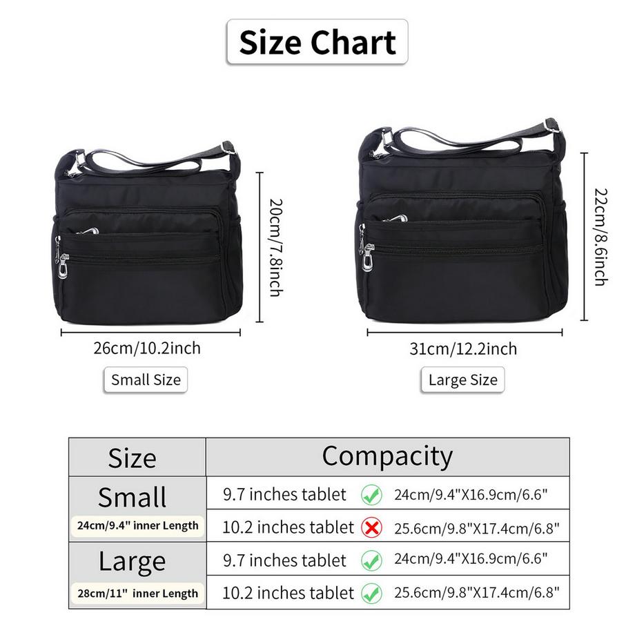 Only-bags.store Sac à Bandoulière Imperméable avec Multiples Poches  