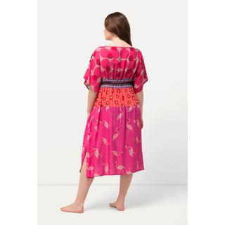 Ulla Popken  Kaftan, Flamingos, Bindeband, V-Ausschnitt, Halbarm 