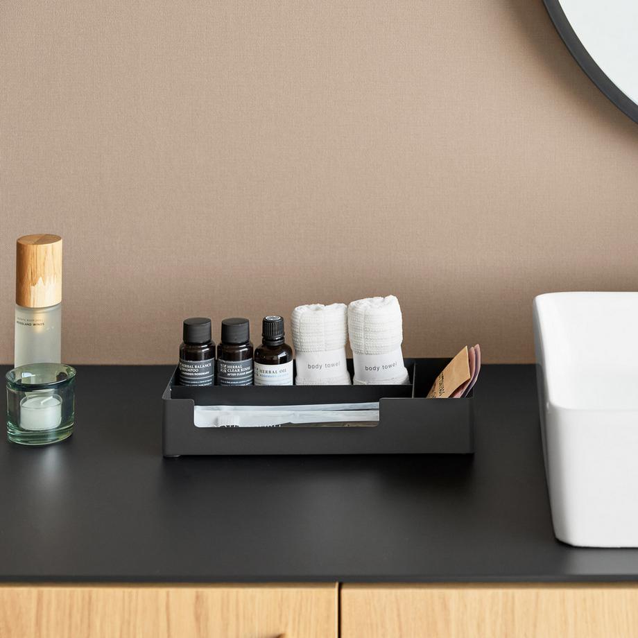 Yamazaki Plateau de rangement avec compartiments TOWER noir  