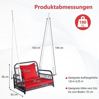 Northix Hängesessel Terrassenschaukel bis 180kg belastbar Hängesitz mit Sitz- & Rückenkissen 80 x 65 x 58 cm  