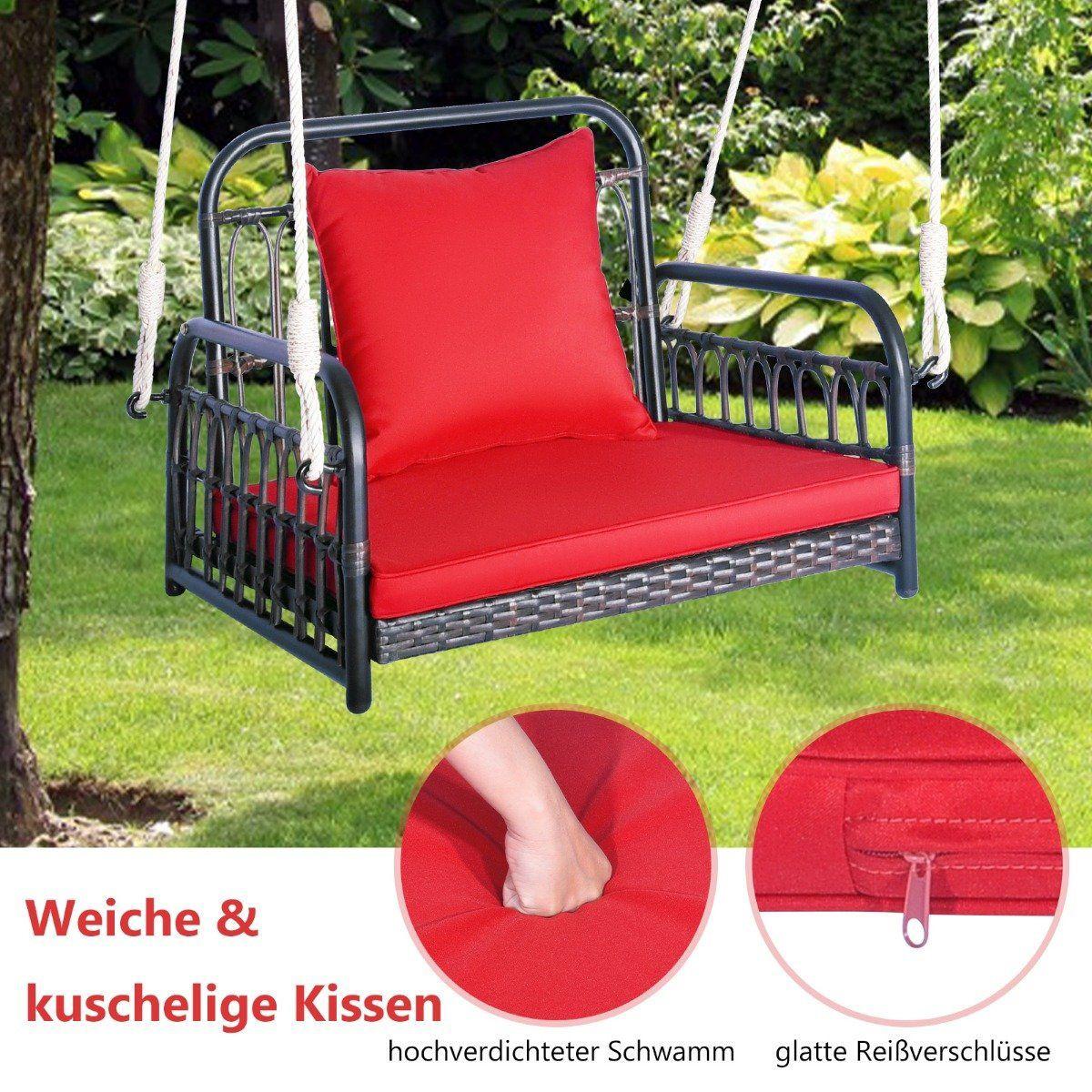Northix Hängesessel Terrassenschaukel bis 180kg belastbar Hängesitz mit Sitz- & Rückenkissen 80 x 65 x 58 cm  