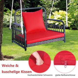Northix Hängesessel Terrassenschaukel bis 180kg belastbar Hängesitz mit Sitz- & Rückenkissen 80 x 65 x 58 cm  
