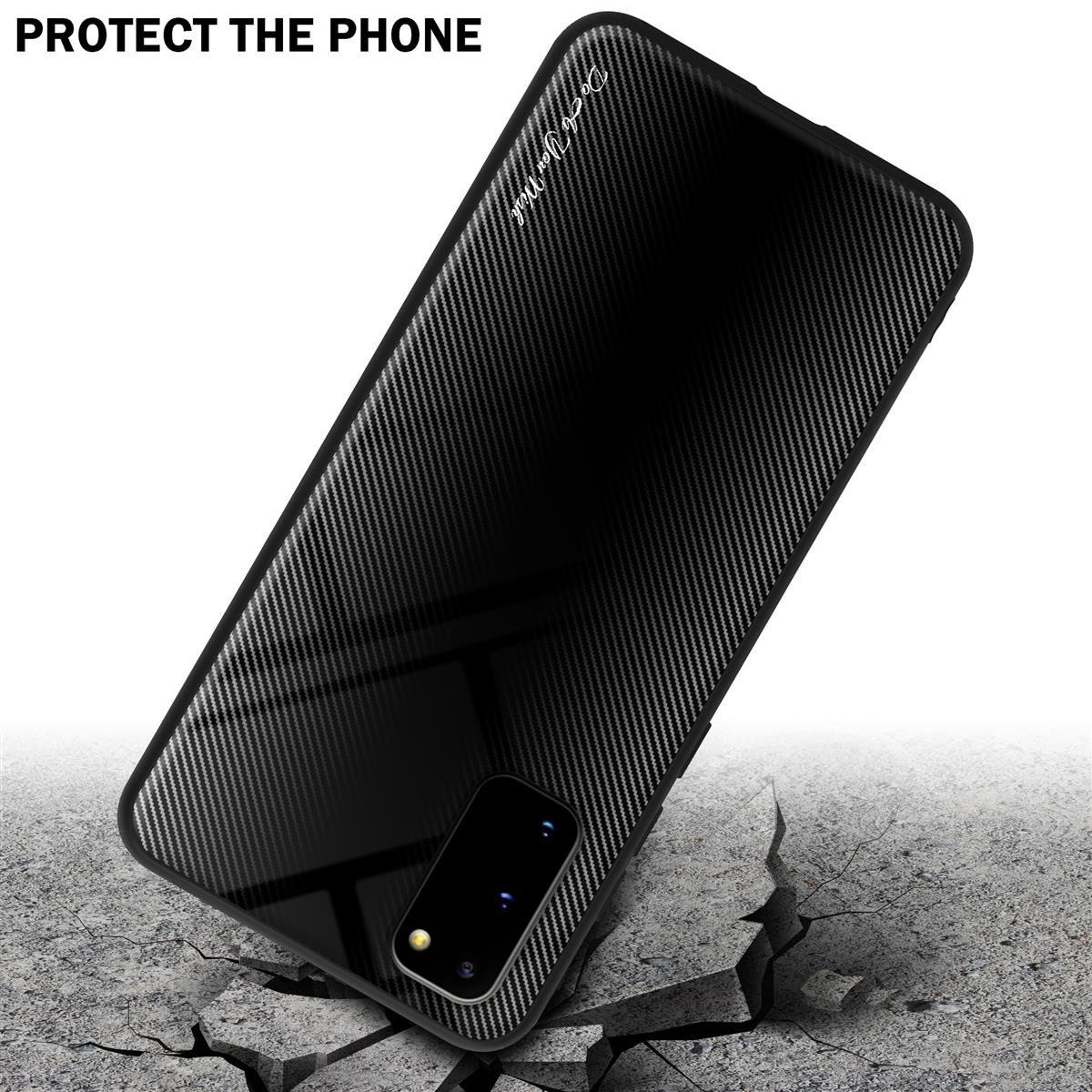 Cadorabo  Housse compatible avec Samsung Galaxy S20 - Aspect rayé - Coque de protection en silicone TPU et dos en verre trempé 