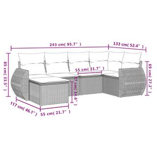 VidaXL Ensemble de canapés de jardin rotin synthétique  