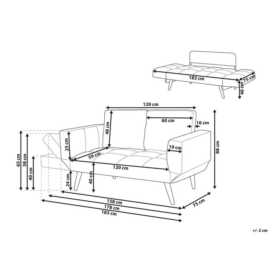 Beliani Canapé-lit en Tissu Glamour BREKKE  