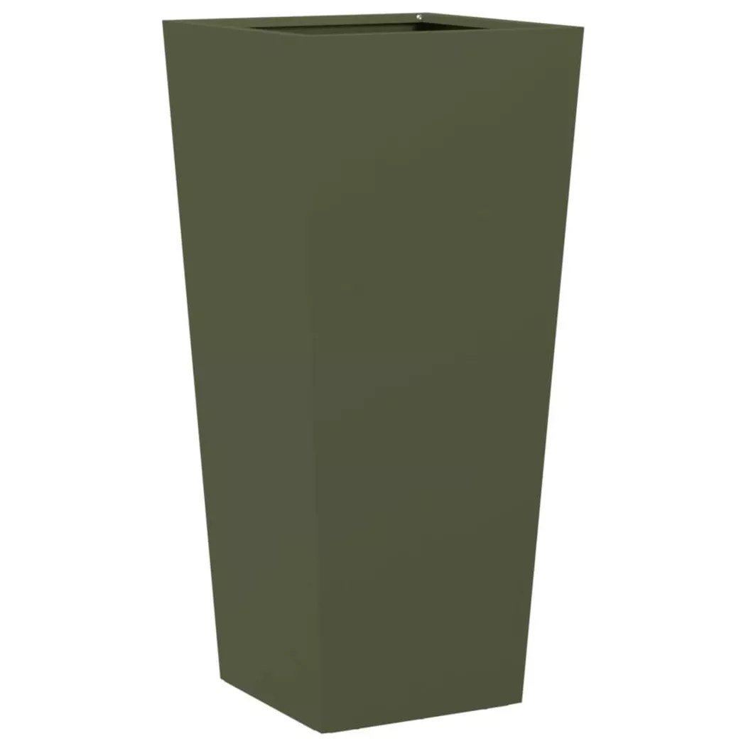Jardinière vert olive 35x35x75 cm acier Vidaxl