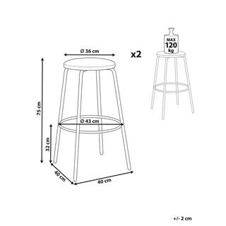 Beliani Lot de 2 tabourets de bar en Velours Rétro MORTON  