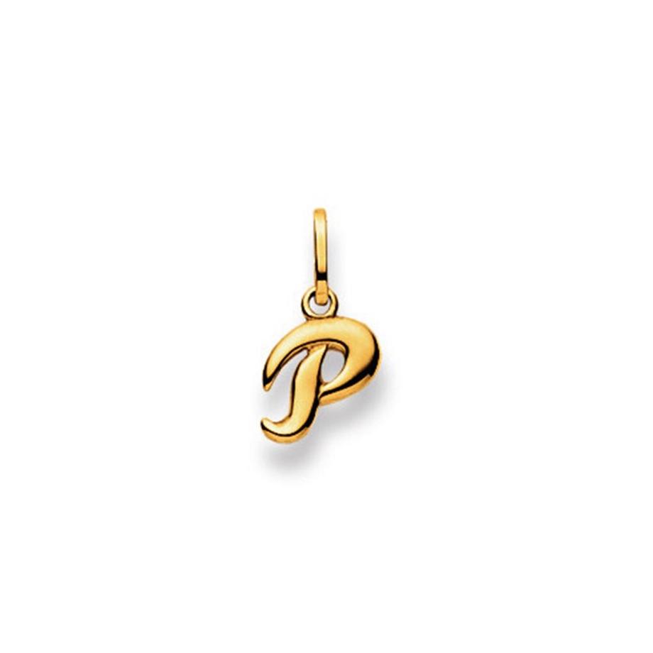 Pendentif lettre P or jaune 750, 15 x 8mm