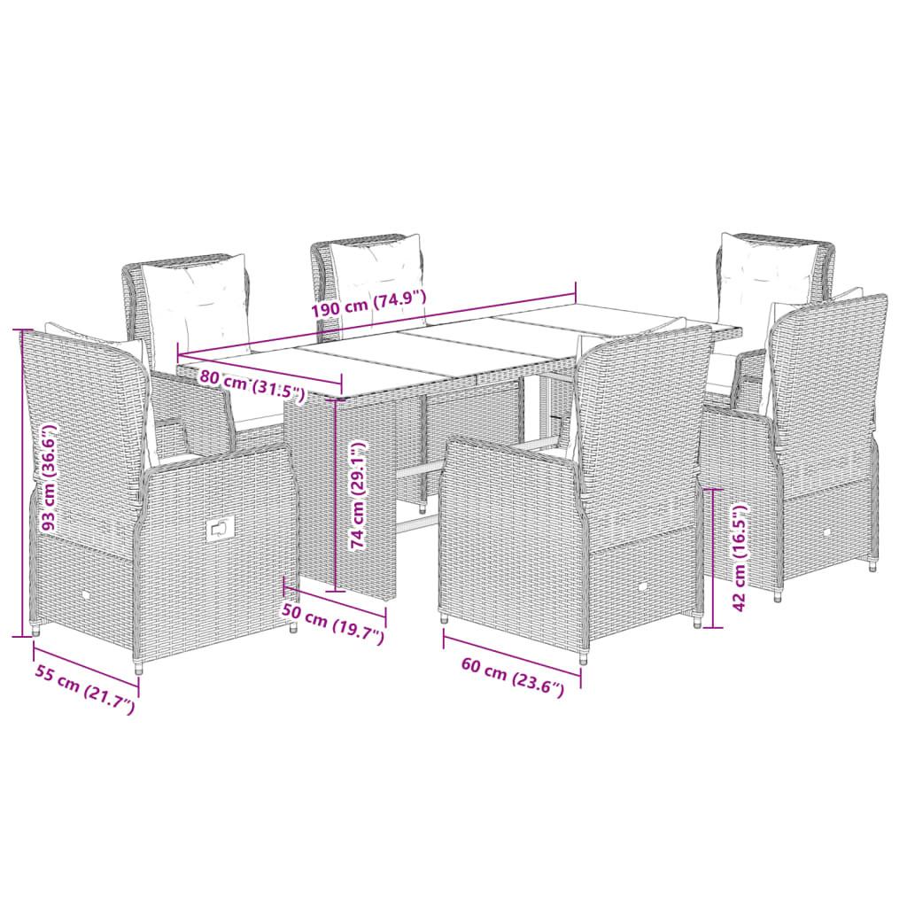 VidaXL Ensemble de salle à manger de jardin rotin synthétique  