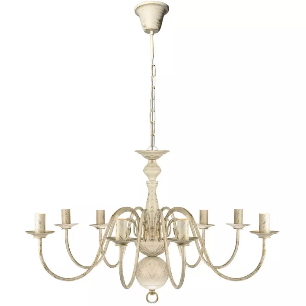 vidaXL Lustre en métal blanc antique 8 x E14 ampoules