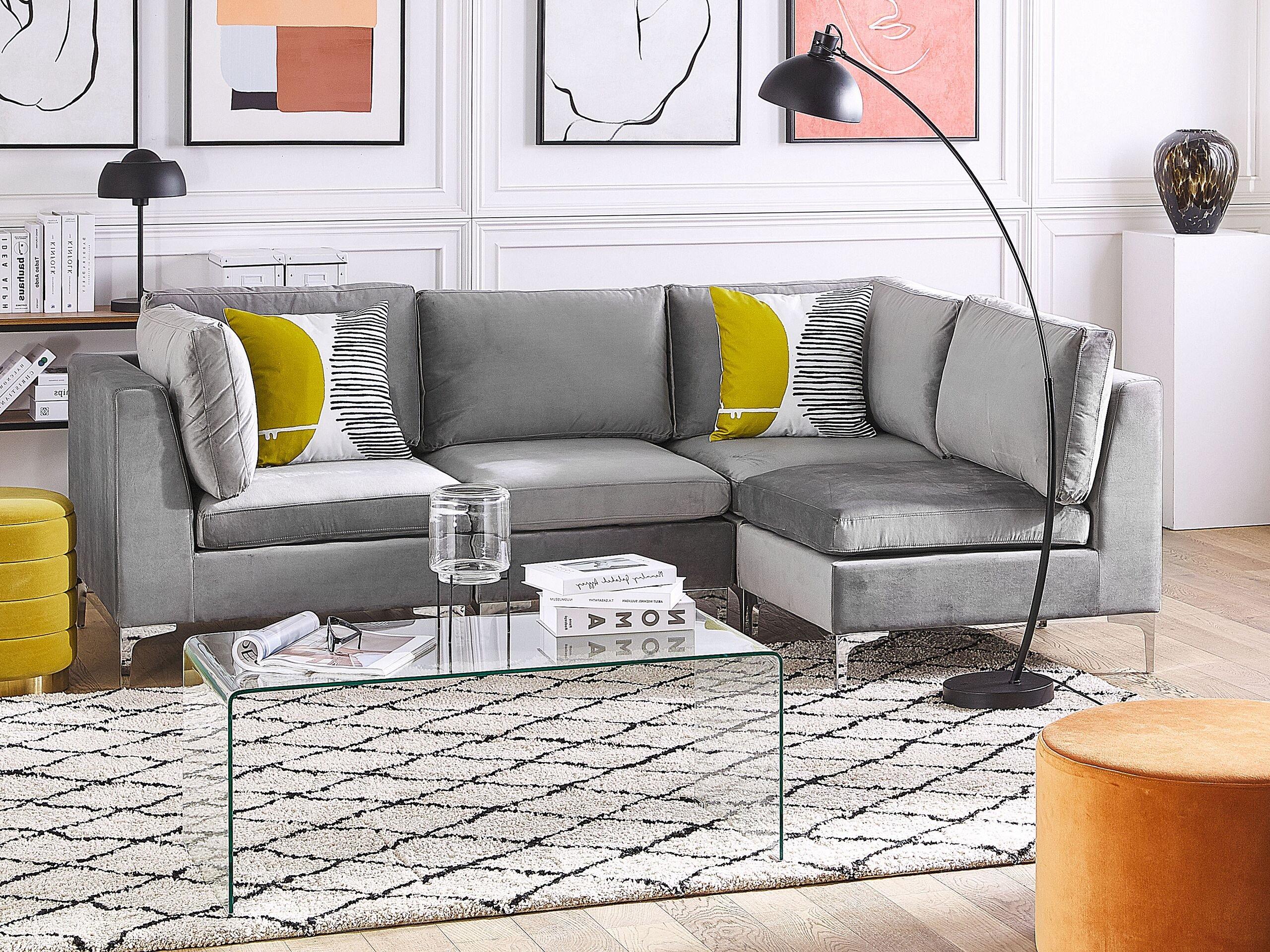 Beliani Ecksofa aus Samtstoff Modern EVJA  