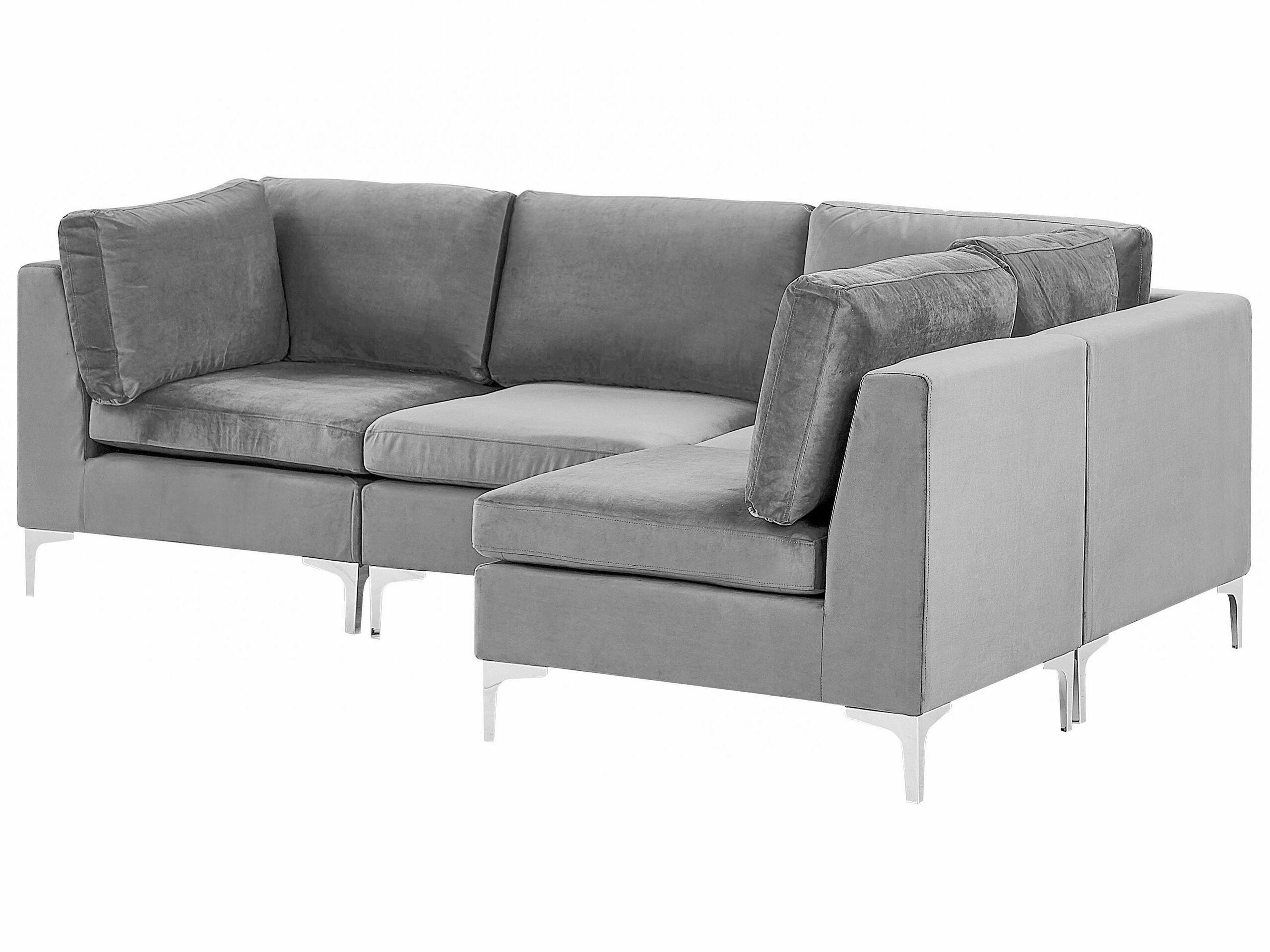 Beliani Ecksofa aus Samtstoff Modern EVJA  