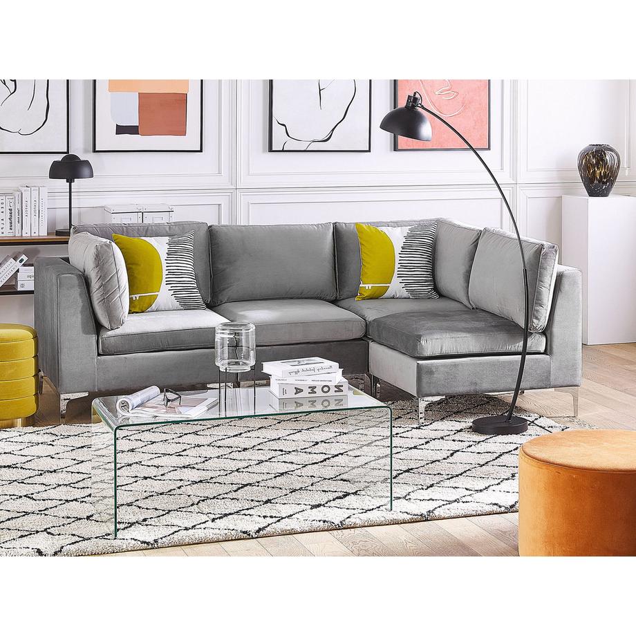 Beliani 4-Sitzer Ecksofa links aus Samtstoff  EVJA  