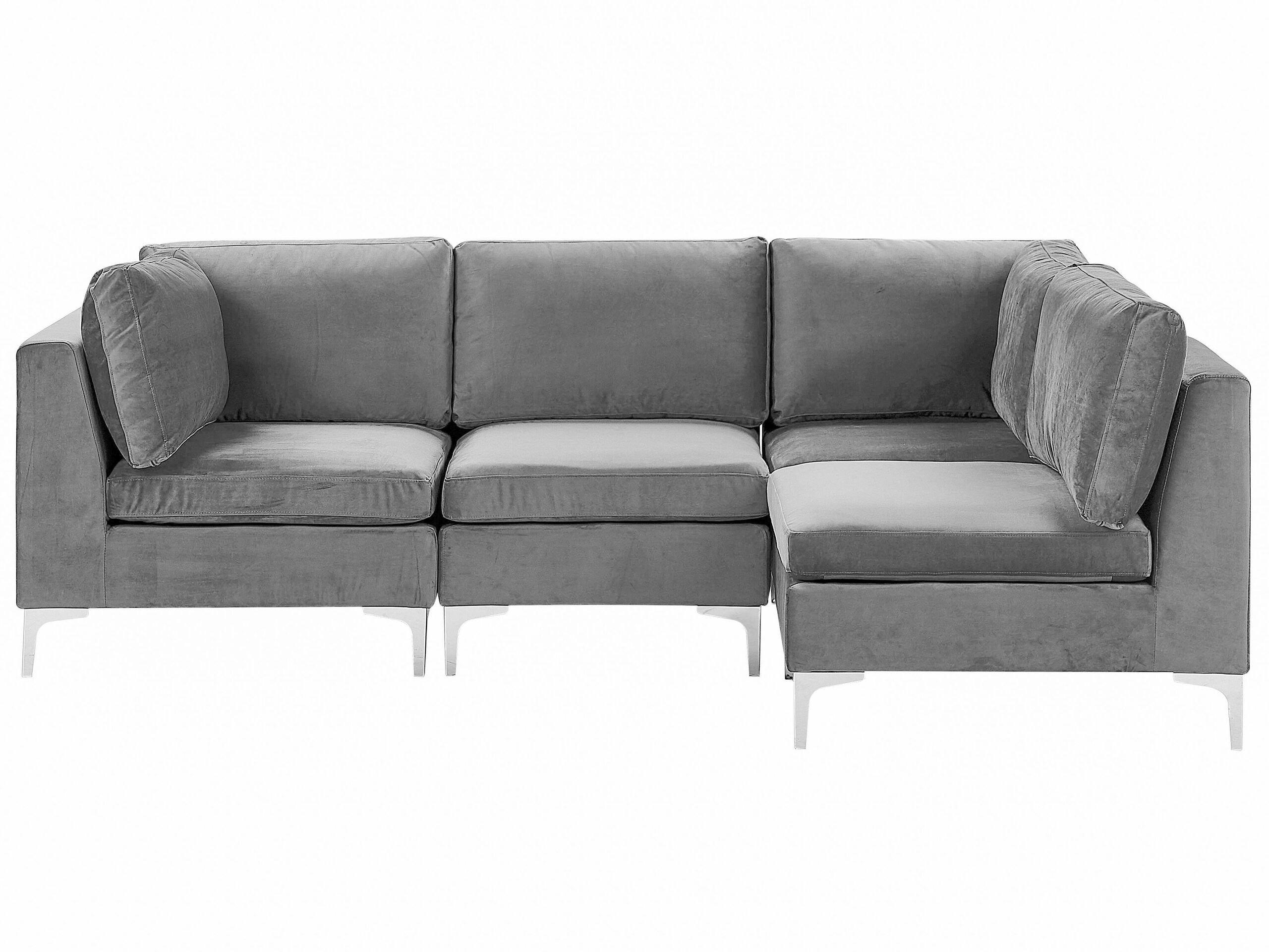 Beliani Ecksofa aus Samtstoff Modern EVJA  