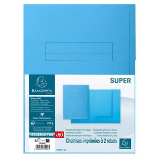 Exacompta 50er Packung bedruckte Aktenmappe 2 Klappen SUPER 210 24x32cm - x 5  