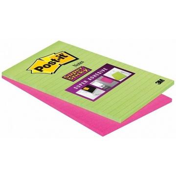 POST-IT Block Super Sticky 125x200mm 5845-SSEU grün/pink, 2x45 Blatt, liniert