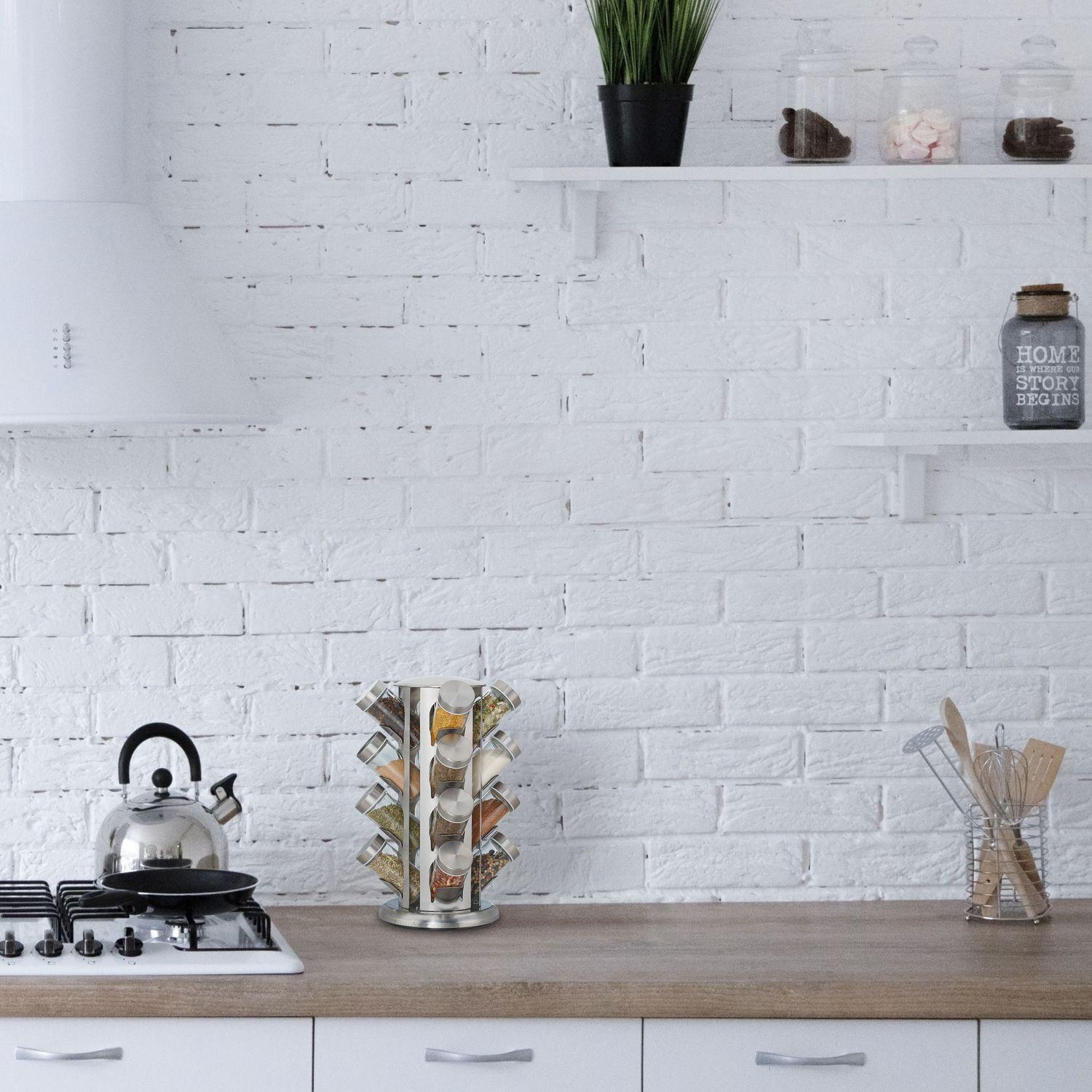 B2X Porta spezie girevole con 16 barattoli per spezie  