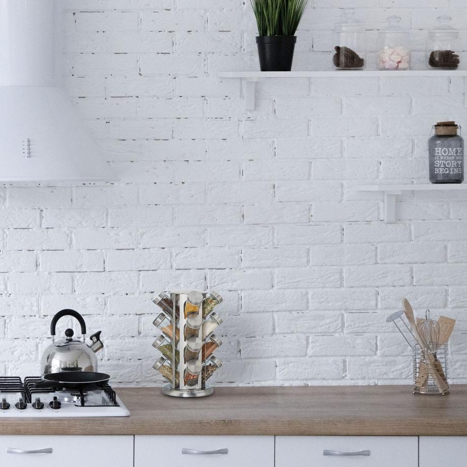 B2X Porta spezie girevole con 16 barattoli per spezie  