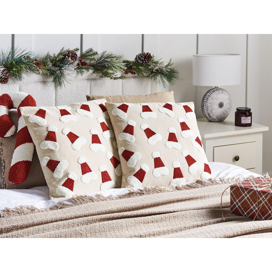 Beliani Dekokissen 2er Set aus Baumwolle Rustikal SUGARPLUM  