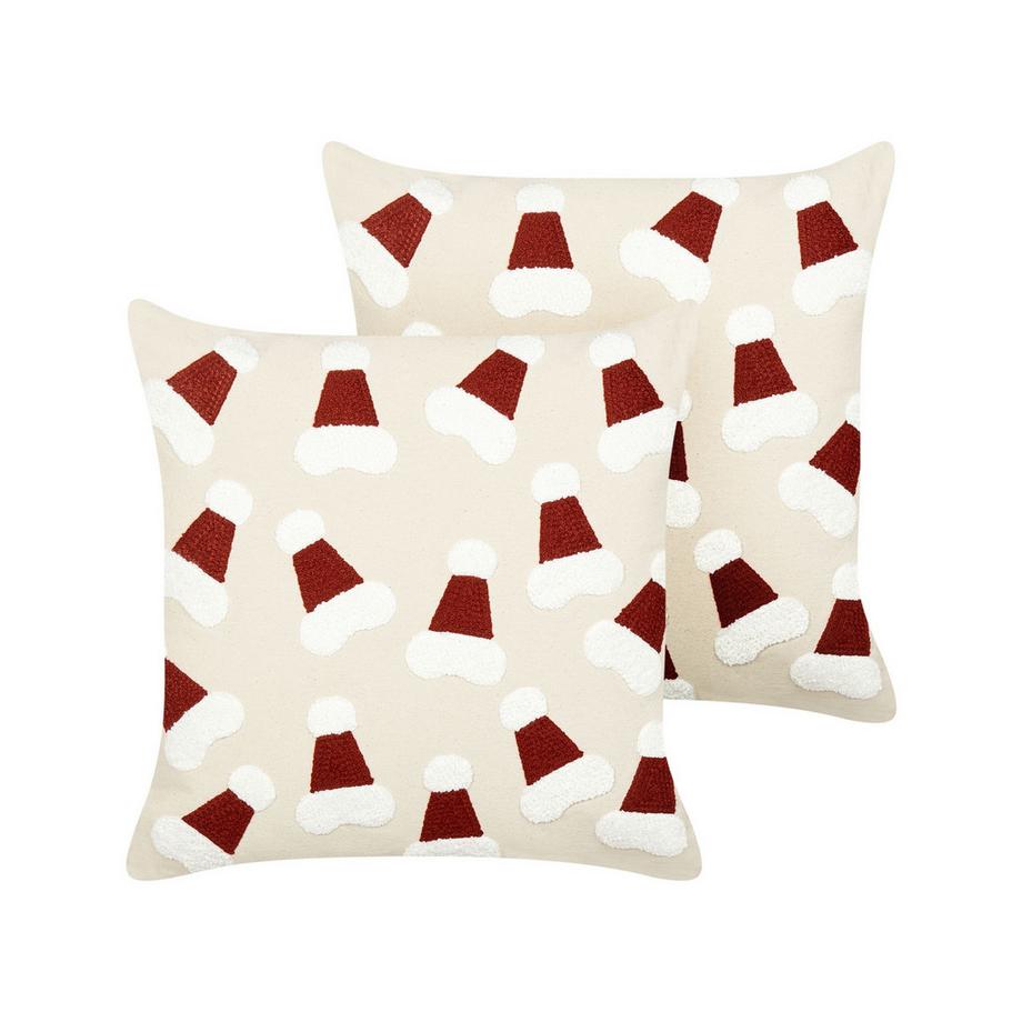 Beliani Dekokissen 2er Set aus Baumwolle Rustikal SUGARPLUM  