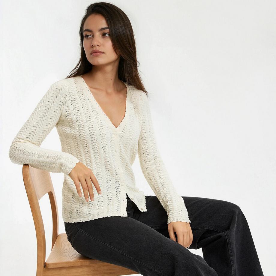 Cardigan col v en fine maille