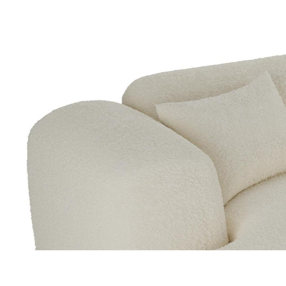 Vente-unique Grand canapé d'angle panoramique en tissu bouclette blanc POGNI de Maison Céphy  