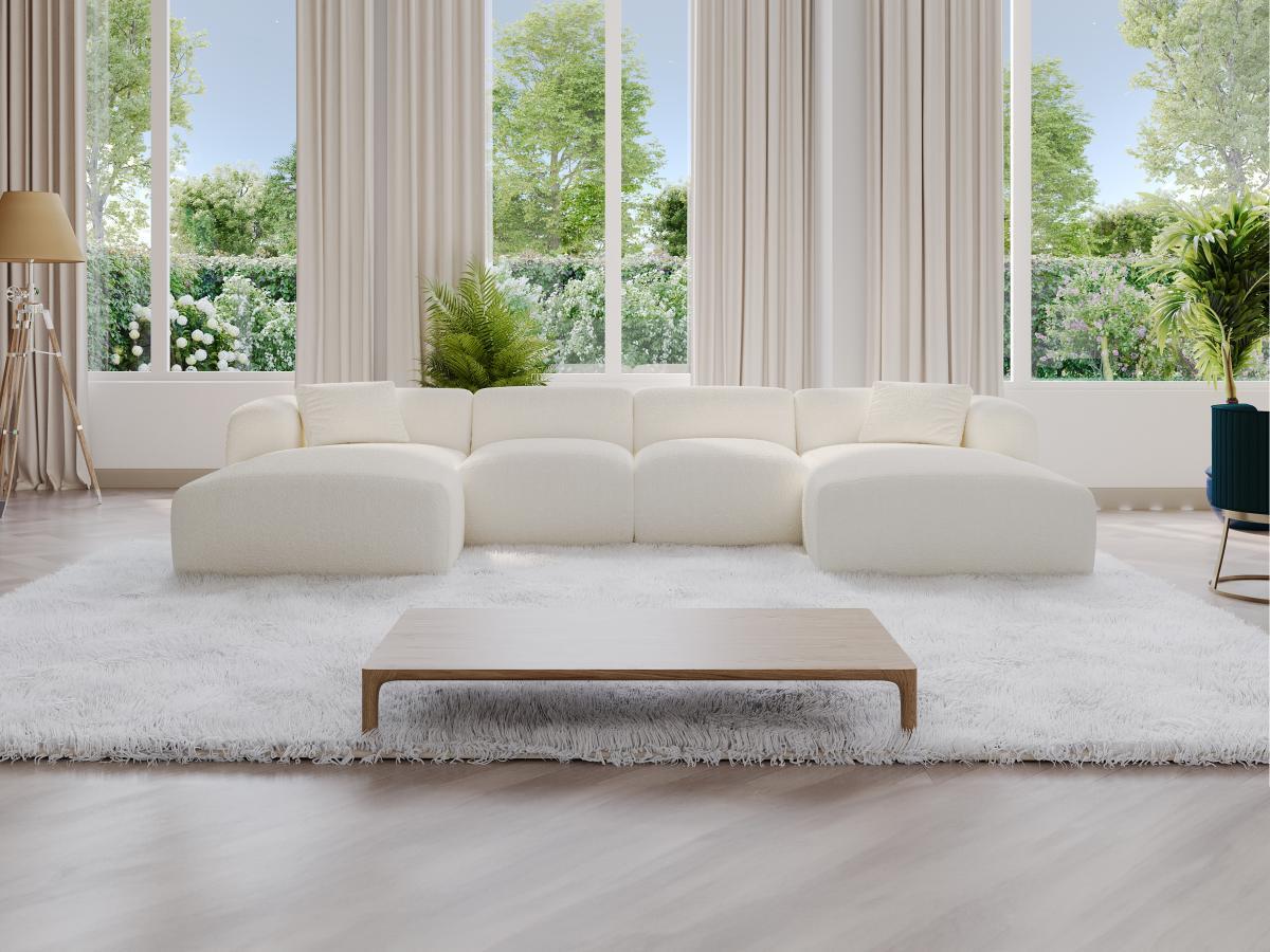 Maison Céphy Grande divano angolare panoramico in Tessuto bouclette Bianco  - POGNI della Maison Céphy  