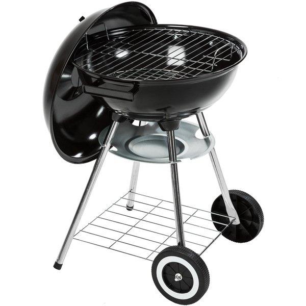 Tectake barbecue Ø 41,5cm, zincato, con rotelle  