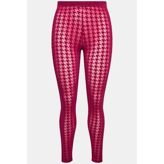 Ulla Popken  Leggings in mesh con stampa floccata e pied-de-poule 