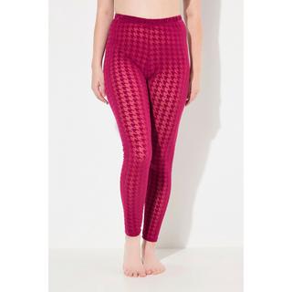 Ulla Popken  Leggings in mesh con stampa floccata e pied-de-poule 