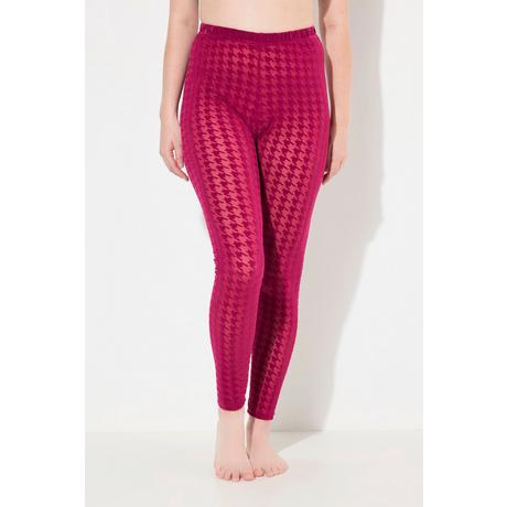 Ulla Popken  Leggings in mesh con stampa floccata e pied-de-poule 