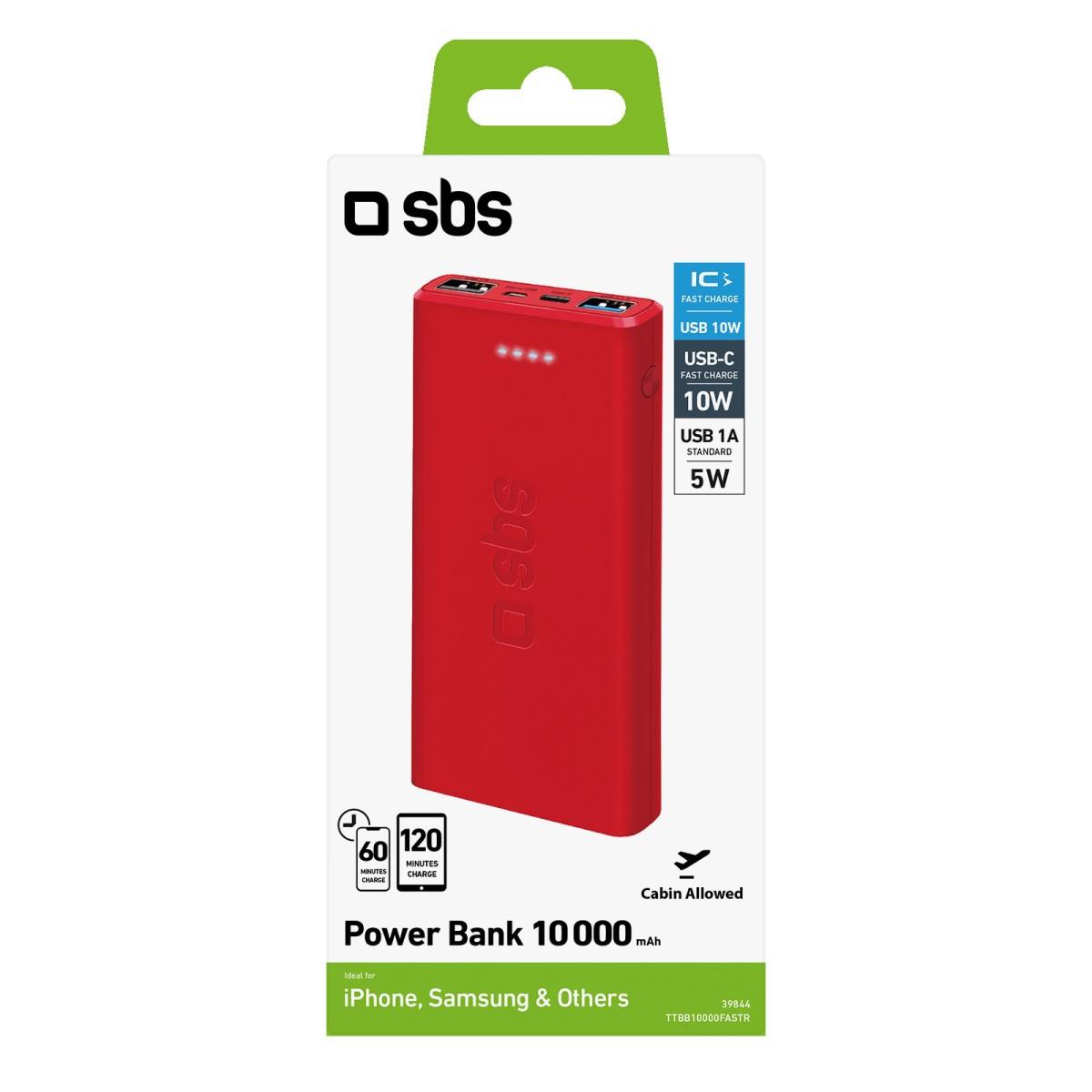 SBS  fast charge mit 10.000 mAh und 2 USB 