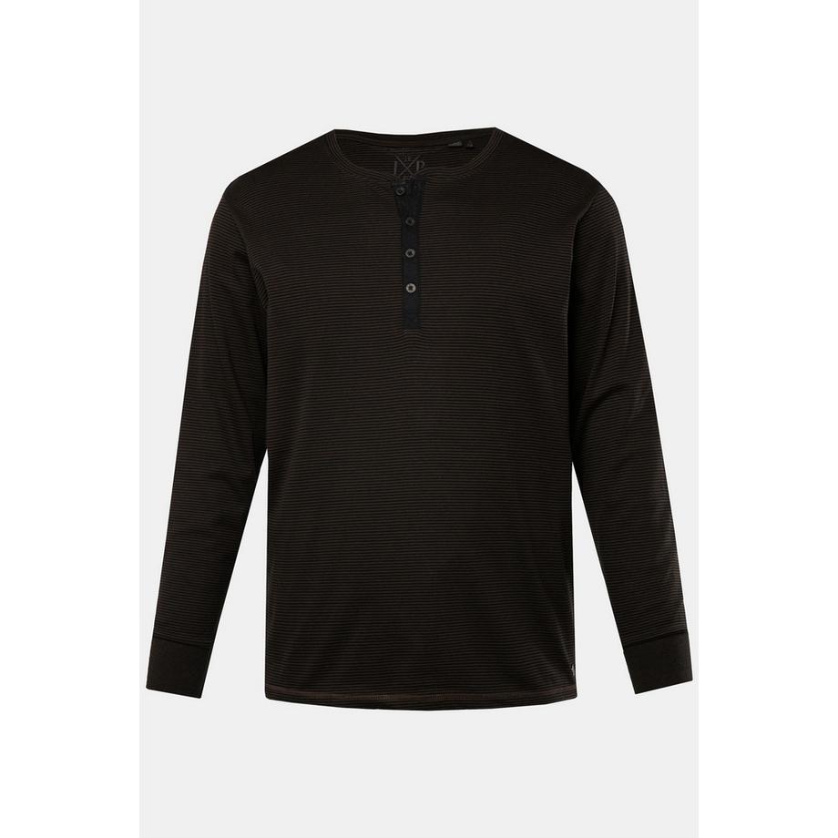 JP1880 Henley a Maniche Lunghe a Righe con Abbottonatura  
