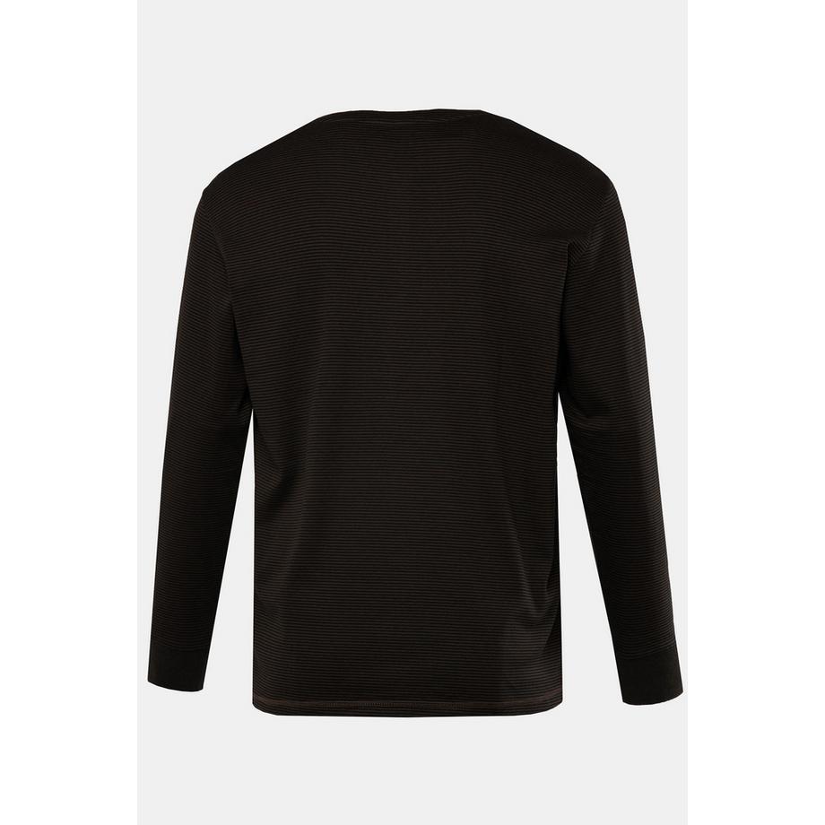 JP1880 Henley a Maniche Lunghe a Righe con Abbottonatura  