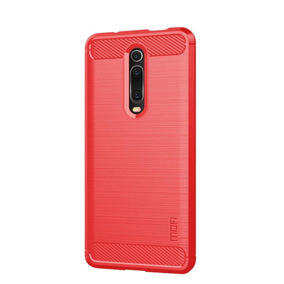 Cover-Discount  Xiaomi Mi 9T Pro - étui silicone métal look carbone rouge 
