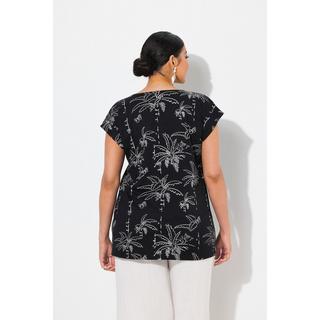 Ulla Popken Top Stampa Palma Boxy Scollo a Tunica senza Maniche  