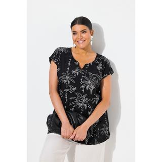 Ulla Popken Top Stampa Palma Boxy Scollo a Tunica senza Maniche  