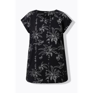 Ulla Popken Top Stampa Palma Boxy Scollo a Tunica senza Maniche  