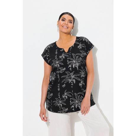 Ulla Popken Top Stampa Palma Boxy Scollo a Tunica senza Maniche  
