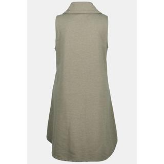 Ulla Popken  Gilet en molleton, ligne A, col montant, coutures viennoises, volant 