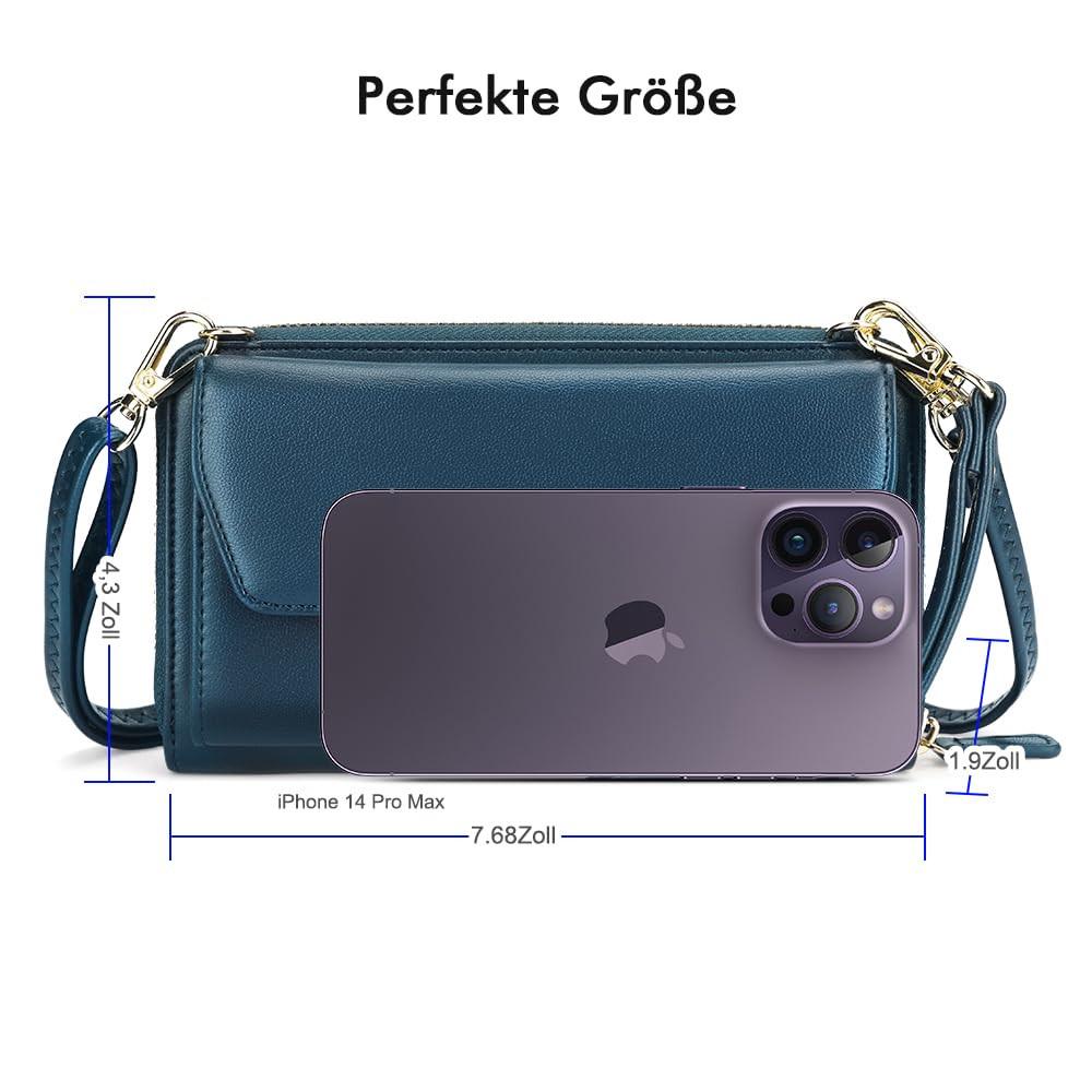 Only-bags.store Portafoglio Piccolo Scomparti Carte di Credito Tasca Telefono con Cerniera Due Cinghie  