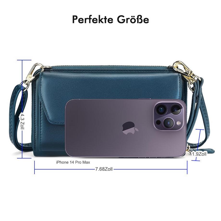 Only-bags.store Portafoglio Piccolo Scomparti Carte di Credito Tasca Telefono con Cerniera Due Cinghie  