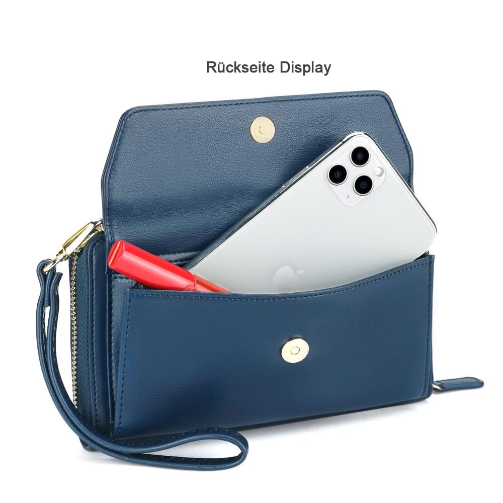 Only-bags.store Portafoglio Piccolo Scomparti Carte di Credito Tasca Telefono con Cerniera Due Cinghie  