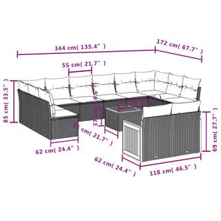 VidaXL Ensemble de canapés de jardin rotin synthétique  