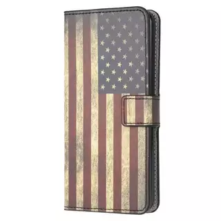 Cover-Discount  Galaxy S20+ Plus - Leder Hülle Kartenfach USA Flagge Weiss
