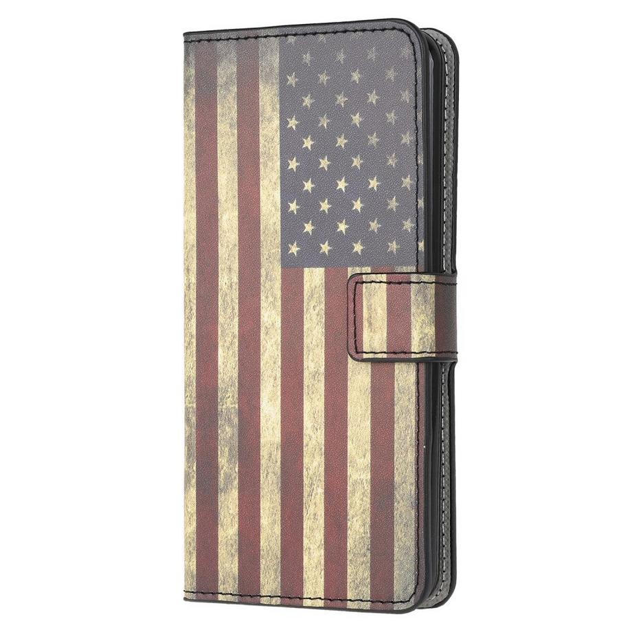 custodia Galaxy S20+ Plus - tasca porta carte in pelle bandiera USA