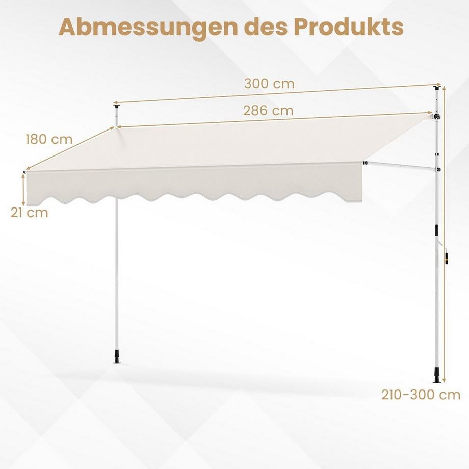 Northix Einziehbare Markise mit Kurbel  