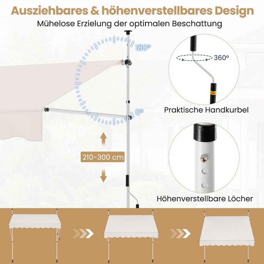 Northix Einziehbare Markise mit Kurbel  