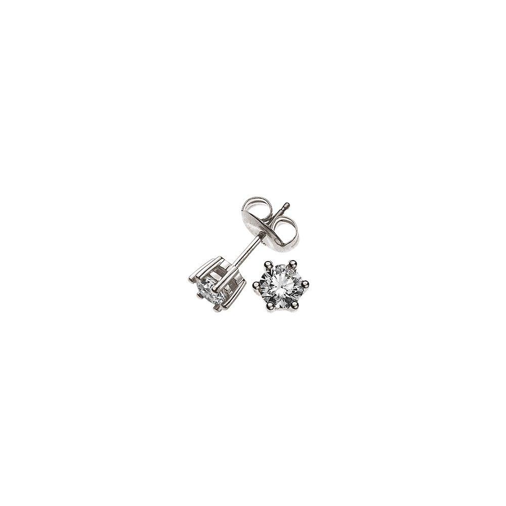 MUAU Schmuck  Clous d'oreilles solitaires 6 poignées en or blanc 750 diamants 0,50ct. 6,5mm 