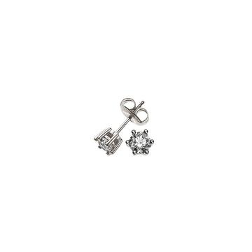 Clous d'oreilles solitaires 6 poignées en or blanc 750 diamants 0,50ct. 6,5mm